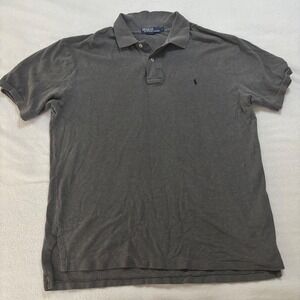 Polo Ralph Lauren Mens Large Charcoal Gray Short Sleeve Pique Cotton Polo Shirt